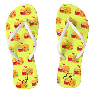 Tongs Meilleur Match Burger & frites mignon kawaii coutu