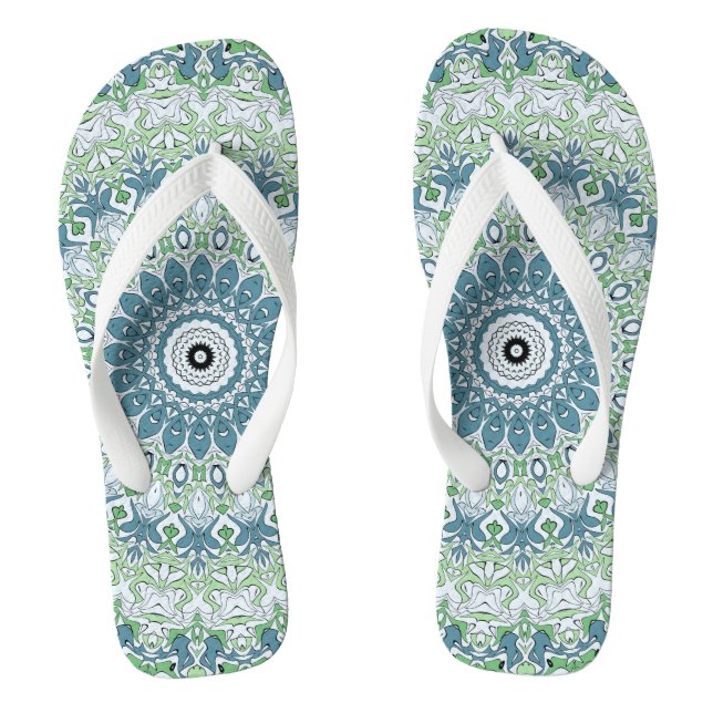 Tongs Mer Vert et Bleu Côte Motif Mandala (Semelle)
