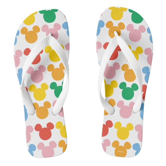 Tongs Mickey Mouse | Logo Coloré Répétant (Semelle)