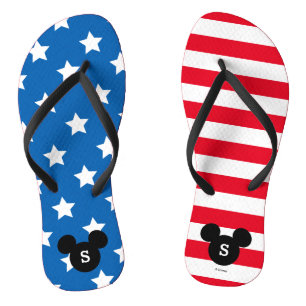 Tongs Mickey rouge, blanc et bleu personnalisé