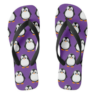 Tongs Mignon Manchot Dessin Animé Violet
