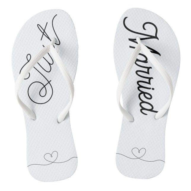 Tongs Mignonne Juste Marié Coeur noir script (Semelle)