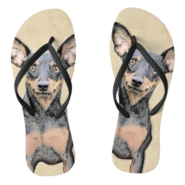 Tongs Miniature Pinscher Peinture Cute Original Dog Art (Semelle)