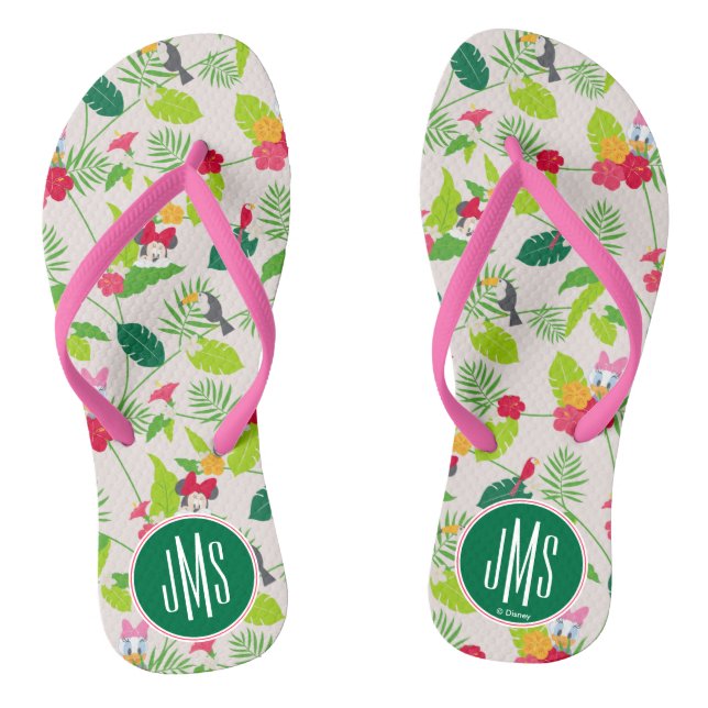 Tongs Minnie et Daisy | Monogramme Motif tropical (Semelle)