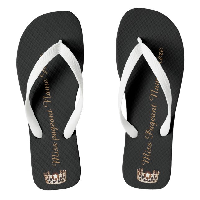 Tongs Miss USA Adult Custom Crown White Flip Flops (Semelle)