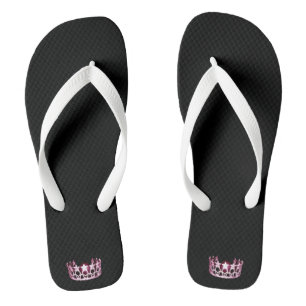 Tongs Miss USA Adult Gold Crown White Flip Flops