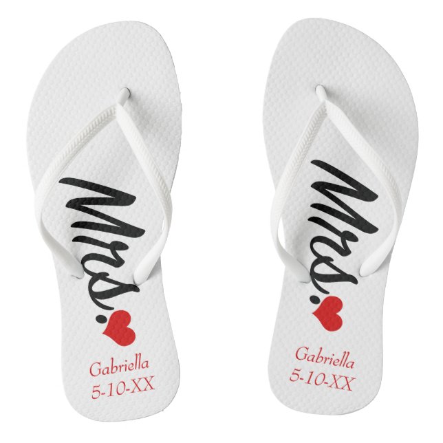 Tongs Mme Personnalisée Avec Nom Et Date Flip Flops (Semelle)
