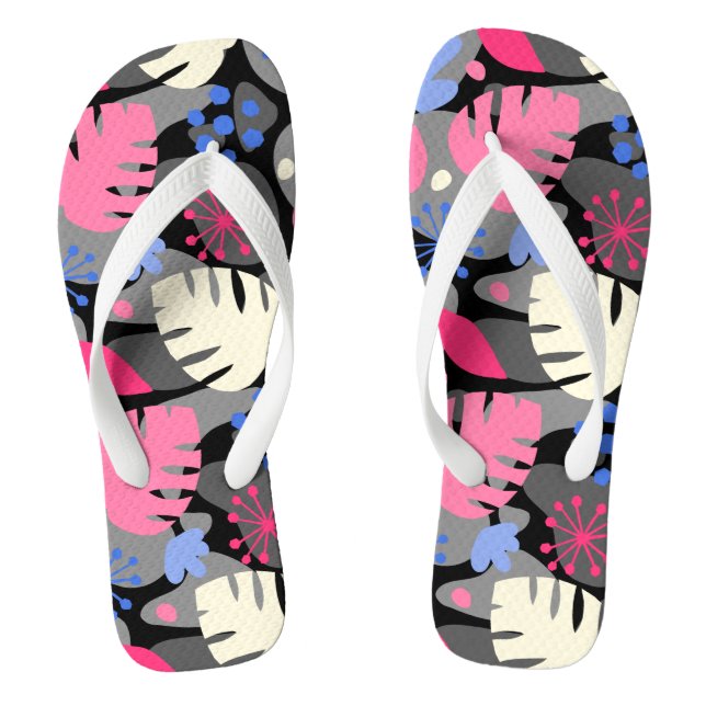 Tongs Mod Monstera Feuille Abstraite Hawaiienne Tropical (Semelle)
