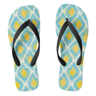 Tongs Mode jaune bleue d'ikat tribal moderne