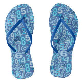Tongs Modèle de nombre bleu