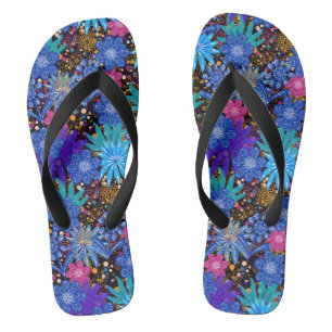 Tongs Modèle floral bleu Belle
