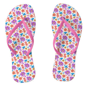 Tongs Modèle floral exotique coloré tiré à la main-70703