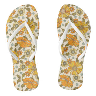 Tongs Modèle Floral Orange vintage