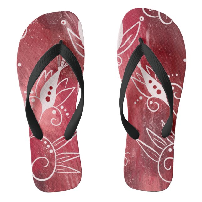 Tongs Modèle Floral rouge (Semelle)