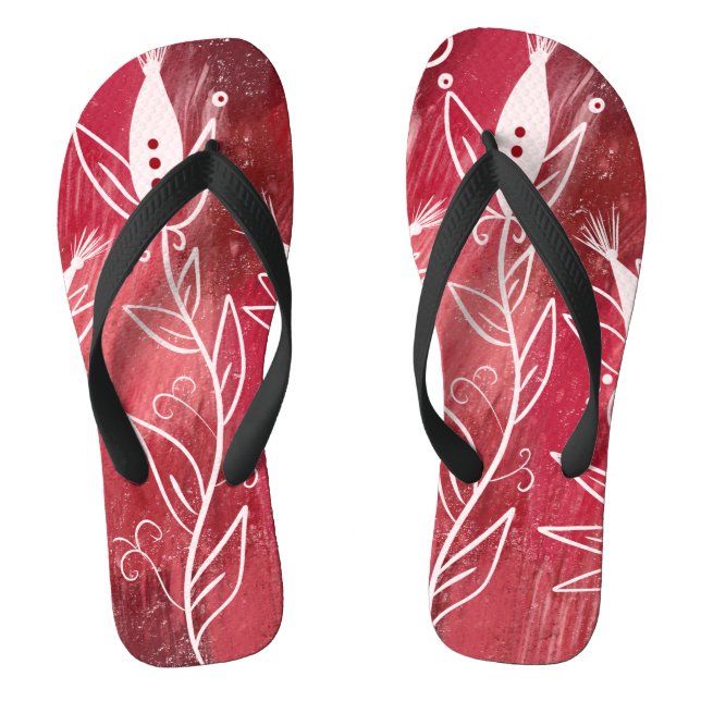 Tongs Modèle Floral rouge (Semelle)