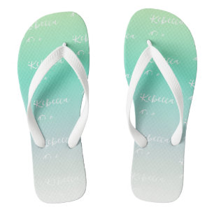 Tongs Moderne Elégant bleu clair Turquoise Ombre personn