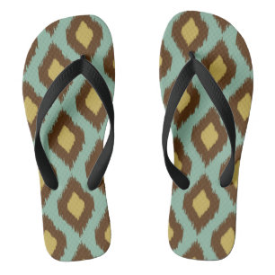 Tongs Moderne jaune bleu d'ikat tribal moderne