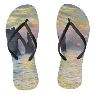 Tongs Monet - Le Manneport, Falaise à Etretat, coucher d