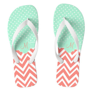 Tongs Monogram Coral Chevron avec Motif de point de la p