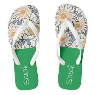 Tongs Monogram l Adorable floral avec bloc de couleur l 