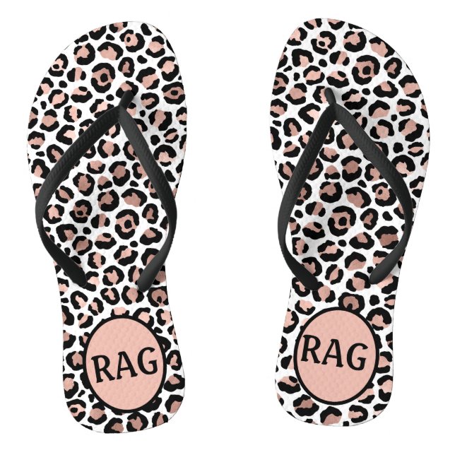 Tongs Monogram Rose Gold Black Empreinte de léopard tend (Semelle)