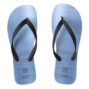 Tongs Monogramme Bleu Élégant