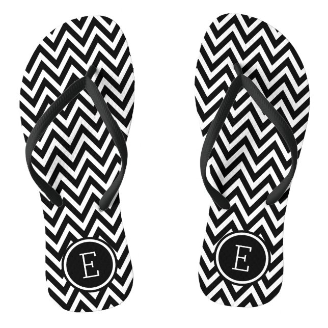 Tongs Monogramme Chevron noir et blanc (Semelle)