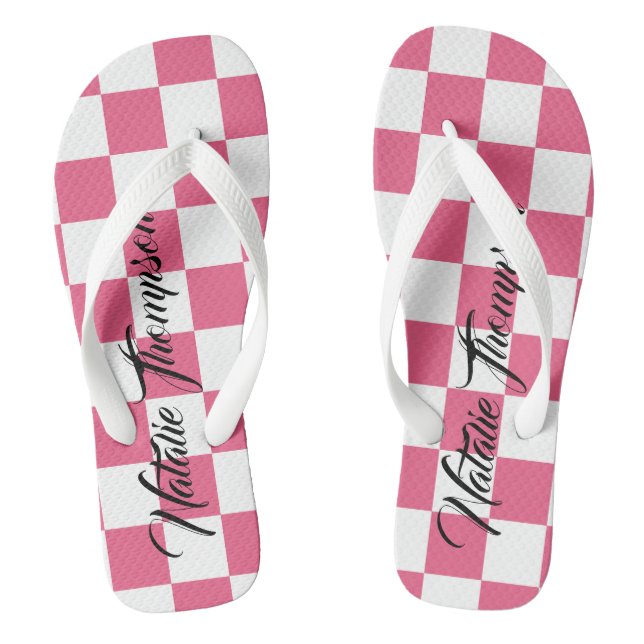 Tongs Monogramme damier rose et blanc pour elle (Semelle)