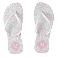 Monogramme de Damas florales rose et gris