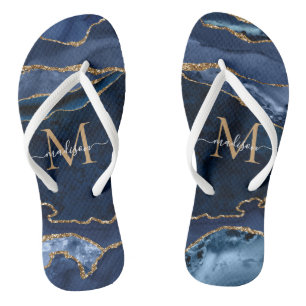 Tongs Monogramme de Gironde de la Marine moderne Blue Go