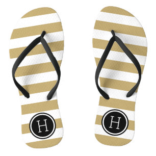 Tongs Monogramme de l'or et du noir de la preppy