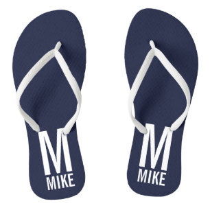 Tongs Monogramme et nom personnalisés modernes