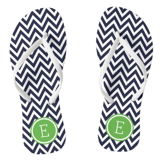 Tongs Monogramme Marine et Green Chevron (Semelle)