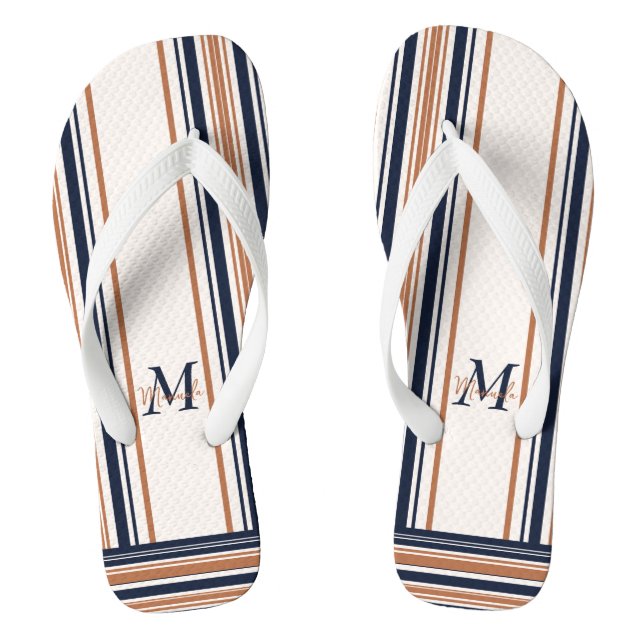 Tongs Monogramme moderne Bleu & Or Blancs (Semelle)