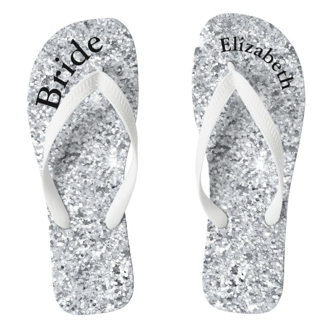 Tongs Monogramme Parties scintillant d'argent Glam Bling (Semelle)