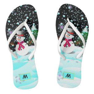 Tongs Monogramme personnalisé de "Joyeux Noël" de