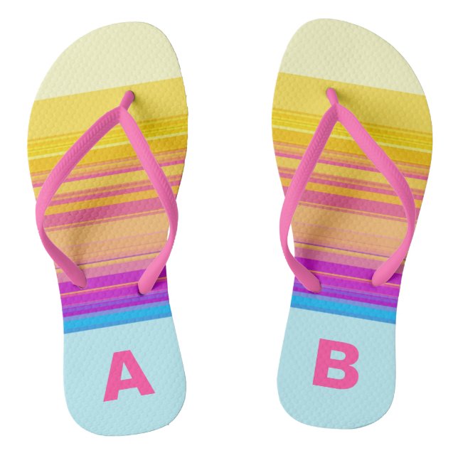 Tongs Monogramme Purple Yellow Bleu rayures (Semelle)