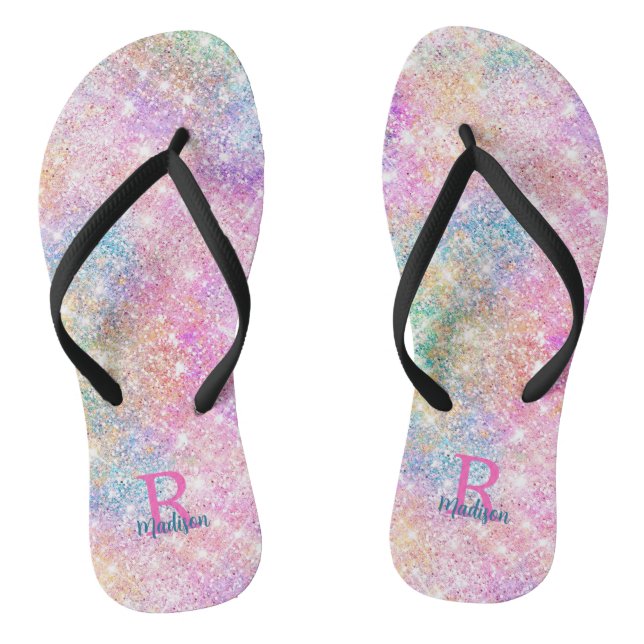 Tongs Monographie de la fausse parties scintillant rose  (Semelle)