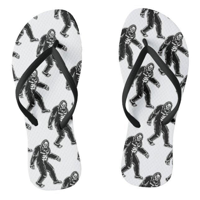 Tongs Monstre de Sasquatch noir blanc Motif de Bigfoot (Semelle)