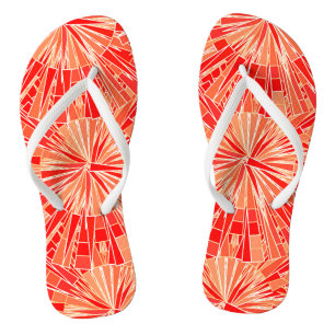 Tongs Mosaïque géométrique moderne, Coral Orange