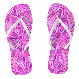 Tongs Mosaïque géométrique moderne, violet et orchidée