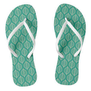Tongs Motif à feuilles vertes stylisées