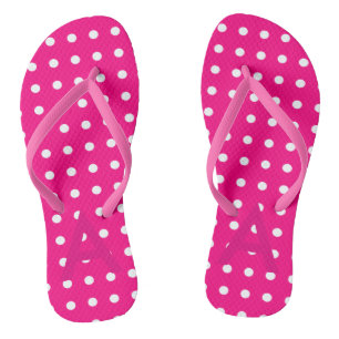 Tongs Motif à point rose chaud