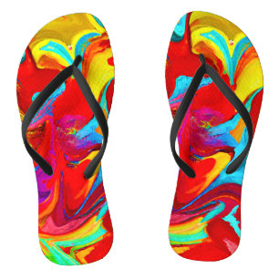 Tongs Motif Abstrait Coloré et Vif