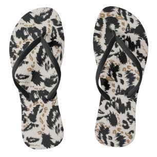 Tongs Motif abstrait de léopard bohème africain 