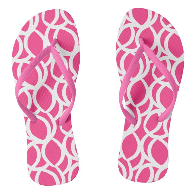 Tongs Motif Abstrait rose et blanc (Semelle)