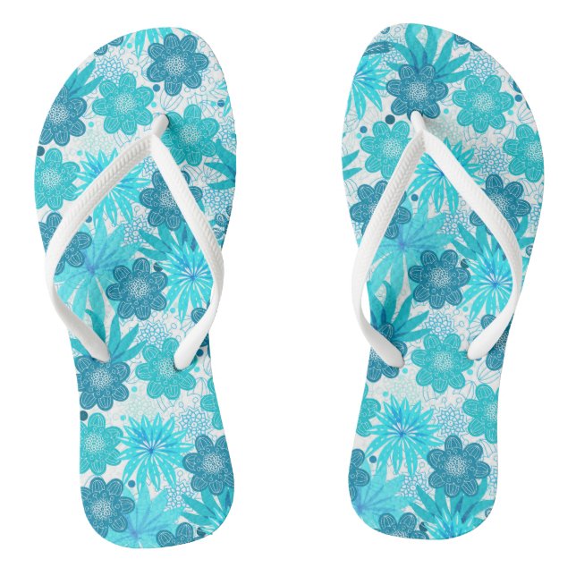 Tongs Motif Aqua Flowers | Belles fleurs (Semelle)