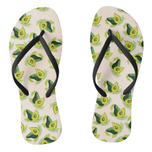 Tongs Motif Aquarelle Avocados Vert