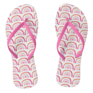 Tongs Motif Arc-en-Ciel Rose