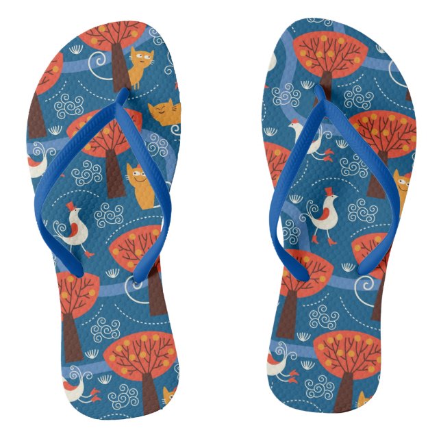 Tongs motif aux chats et oiseaux mignons (Semelle)